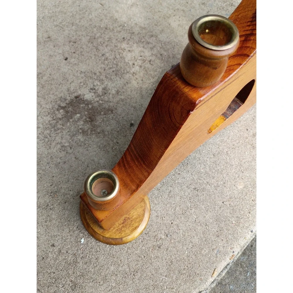 Vintage Cottage Core Heart Wood Candelabra Stick Holder 20.5